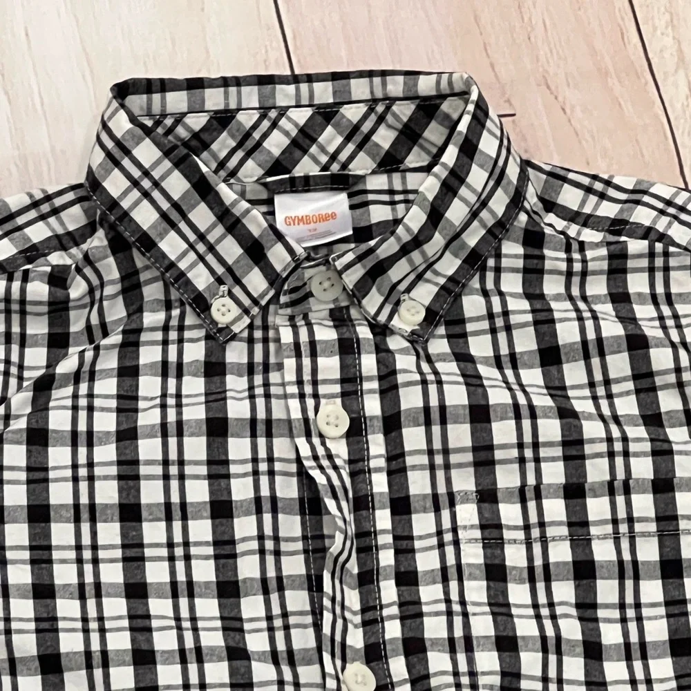 GYMBOREE boys Black and White Checkered dress Shirt/size 12
